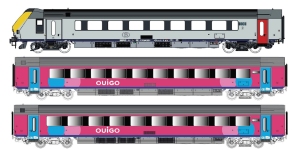 LS Models LS43057DC - H0 - 3-tlg. Set Personenwagen mit Steuerwagen OUIGO, SNCB, Ep. VI